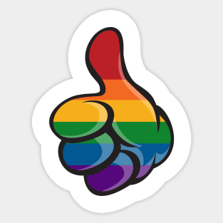 Large Gloved hand in LGBT Rainbow Pride Flag Colors Sticker